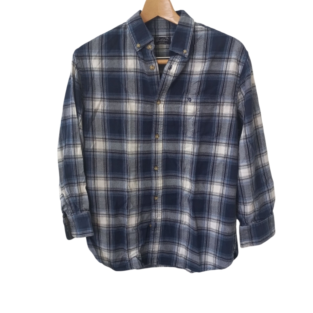 Eddie Bauer Men's Blue/White Striped Button Down Shirts
